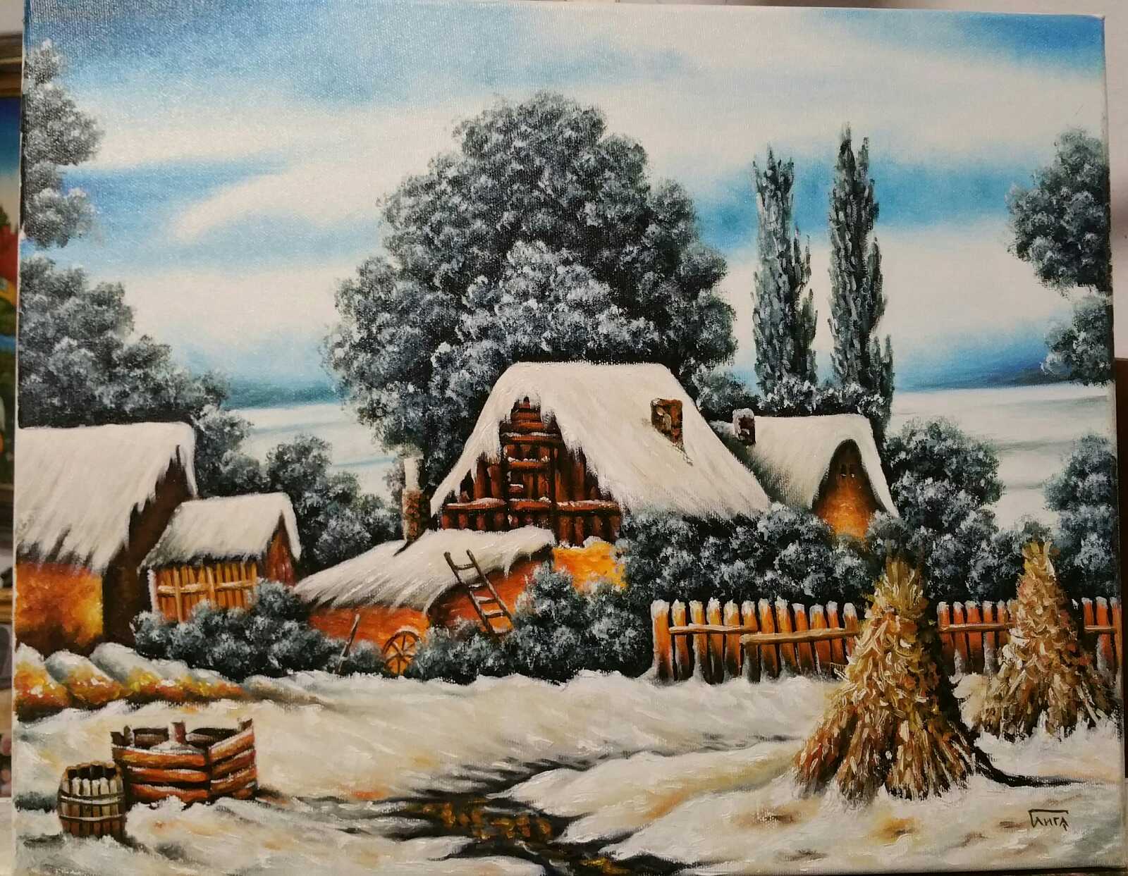 Zimski salaš - ulje na platnu